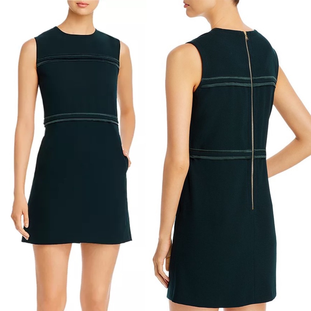 Donna Karan New York Piped Mini Dress in Emerald Green NEW
